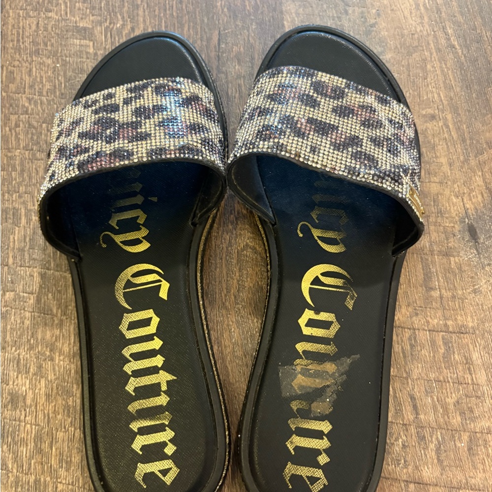 Juicy Couture Black and Gold Embellished Sandals